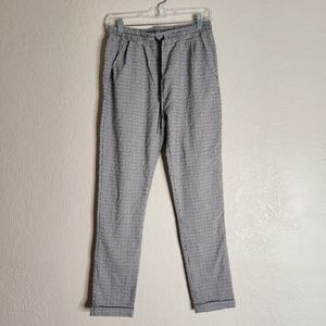 Shinestar Pants Women's Medium Brown Black Plaid Stretch Drawstring Academia